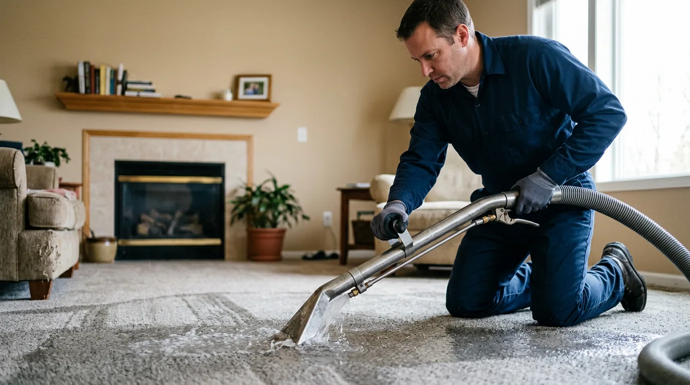 Water damage restoration technician working near Clam Lake, WI